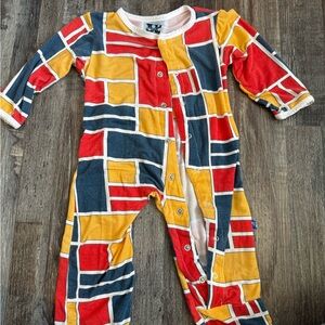 Kickee Pants Red and Yellow Footless sleeper with Geometric Design